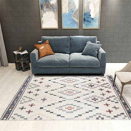 蓝翼 卧室中式地毯现代几何沙发茶几家用飘窗入门吸水防滑地垫