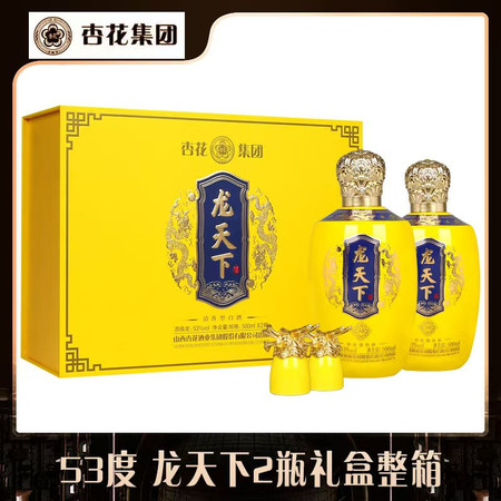 杏花 龙天下 53度清香型白酒500ml*2瓶整箱礼盒装