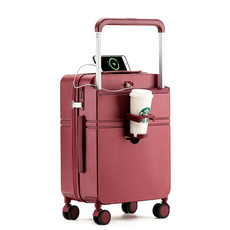 新益美 新款宽拉杆子母箱行李箱女化妆包拉杆箱20寸旅行箱皮箱密 码箱