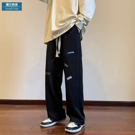  法米姿  贴标卫裤男春秋季高级感宽松直筒运动裤