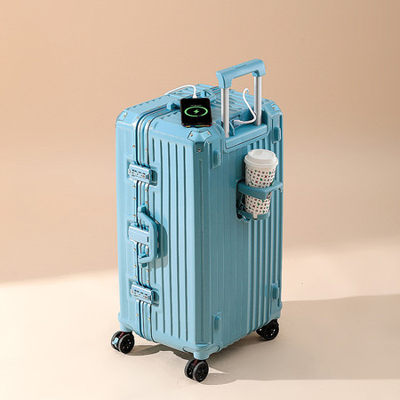新益美 大容量铝框行李箱拉杆箱24寸旅行箱包万向轮皮箱密码箱高颜值图片