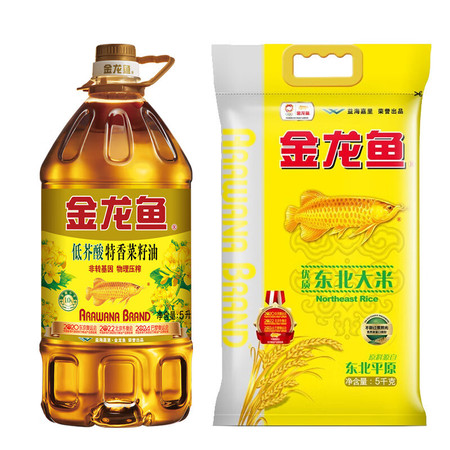 金龙鱼 粮油组合 特香低芥酸菜籽油5L+东北优质大米5kg
