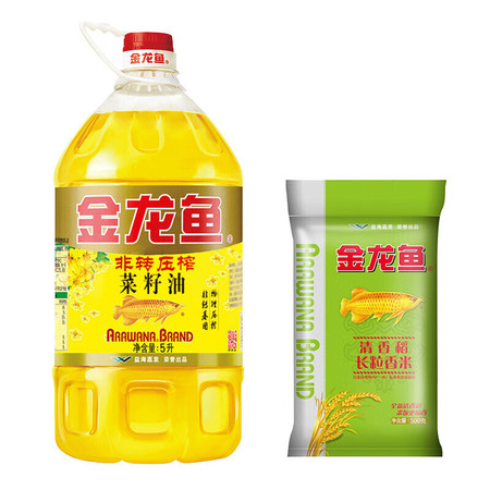 金龙鱼 油米组合 一级菜籽油5L+清香稻长粒香米500g图片
