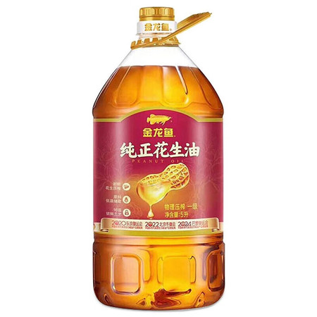 金龙鱼 纯正花生油5L 物理压榨一级 炒菜食用油家用大桶油 5升图片