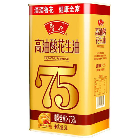 鲁花 5S物理压榨 高油酸花生油 铁罐装5L