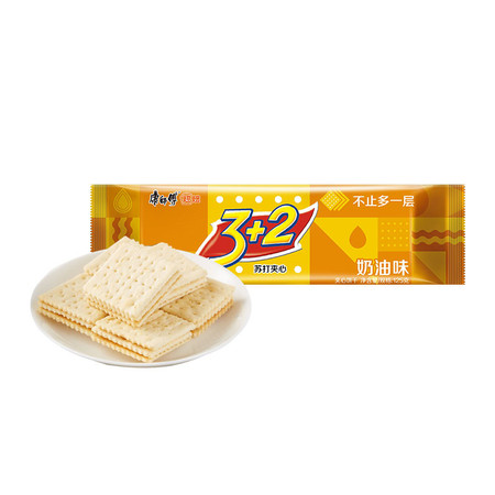 康师傅 3+2苏打夹心饼干 奶油味 125g*6袋图片