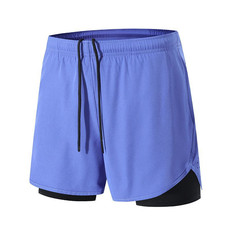  谜子  运动短裤夏季新款双层男款跑步健身三分沙滩裤 速干透气