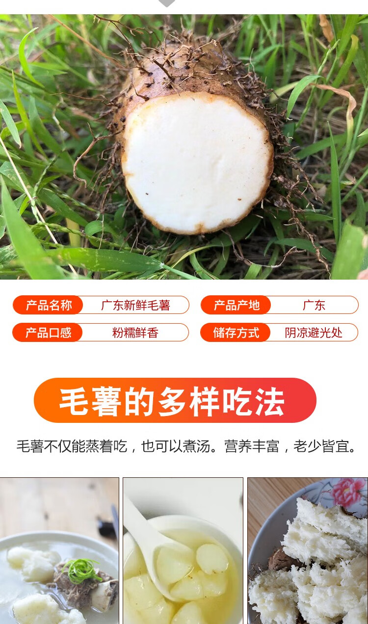 鲜小盼 茂名农家自种毛薯3斤 甜薯田薯现挖粉糯白薯山药