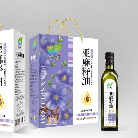 洛阳农品 手绘小镇 亚麻籽油500ml*2礼盒装食用调和油