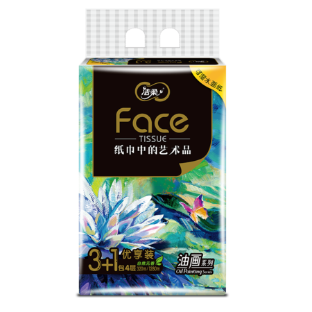 洁柔C&S Face油画抽纸80抽4包单提 （2436）