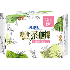 ABC 茶树精华纤薄网棉夜用卫生巾280mm8片/包单包(1786)