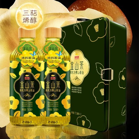 金龙鱼 有机冷榨金山茶籽油750ML*2礼盒图片