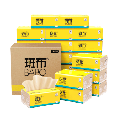 斑布/BABO 抽取式软包面巾 BASE系列 抽纸24包 DBCR90E24图片